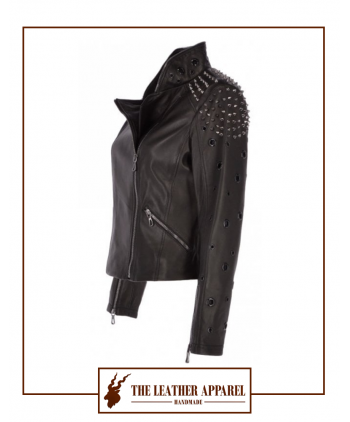 The Leather Apparel Studded Biker Jacket for Women.