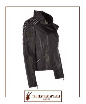 The Leather Apparel Studded Biker Jacket for Women.