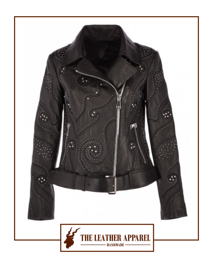 The Leather Apparel Studded Biker Jacket for Women.