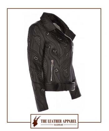 The Leather Apparel Studded Biker Jacket for Women.