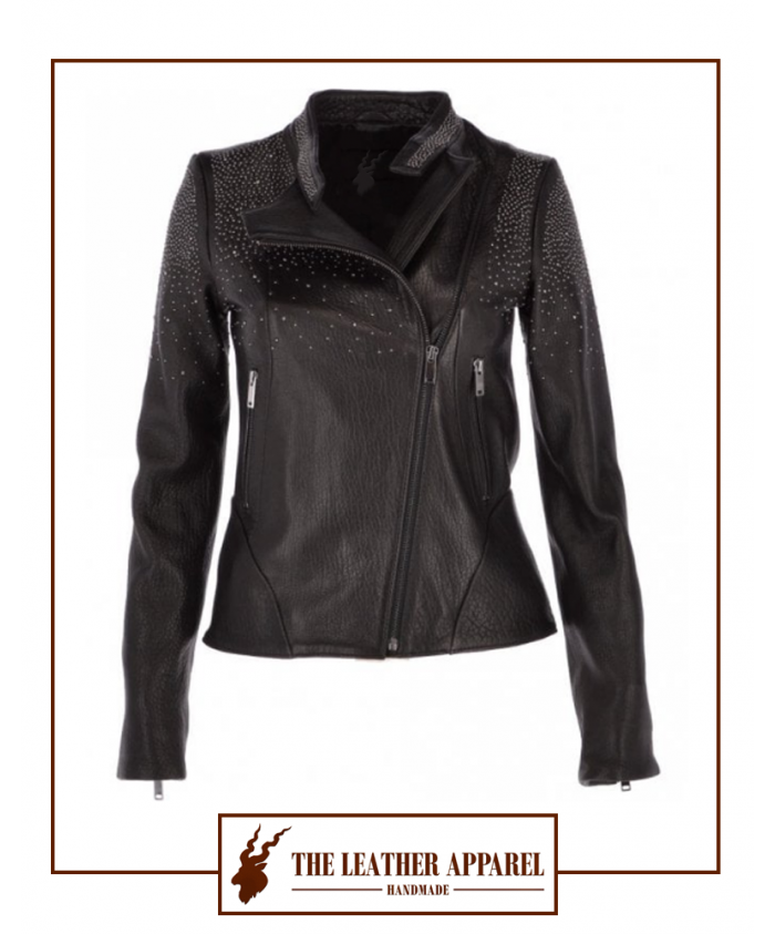 The Leather Apparel Studded Biker Jacket for Women.