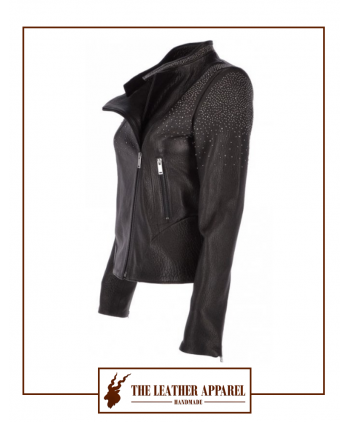 The Leather Apparel Studded Biker Jacket for Women.