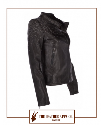 The Leather Apparel Studded Biker Jacket for Women.